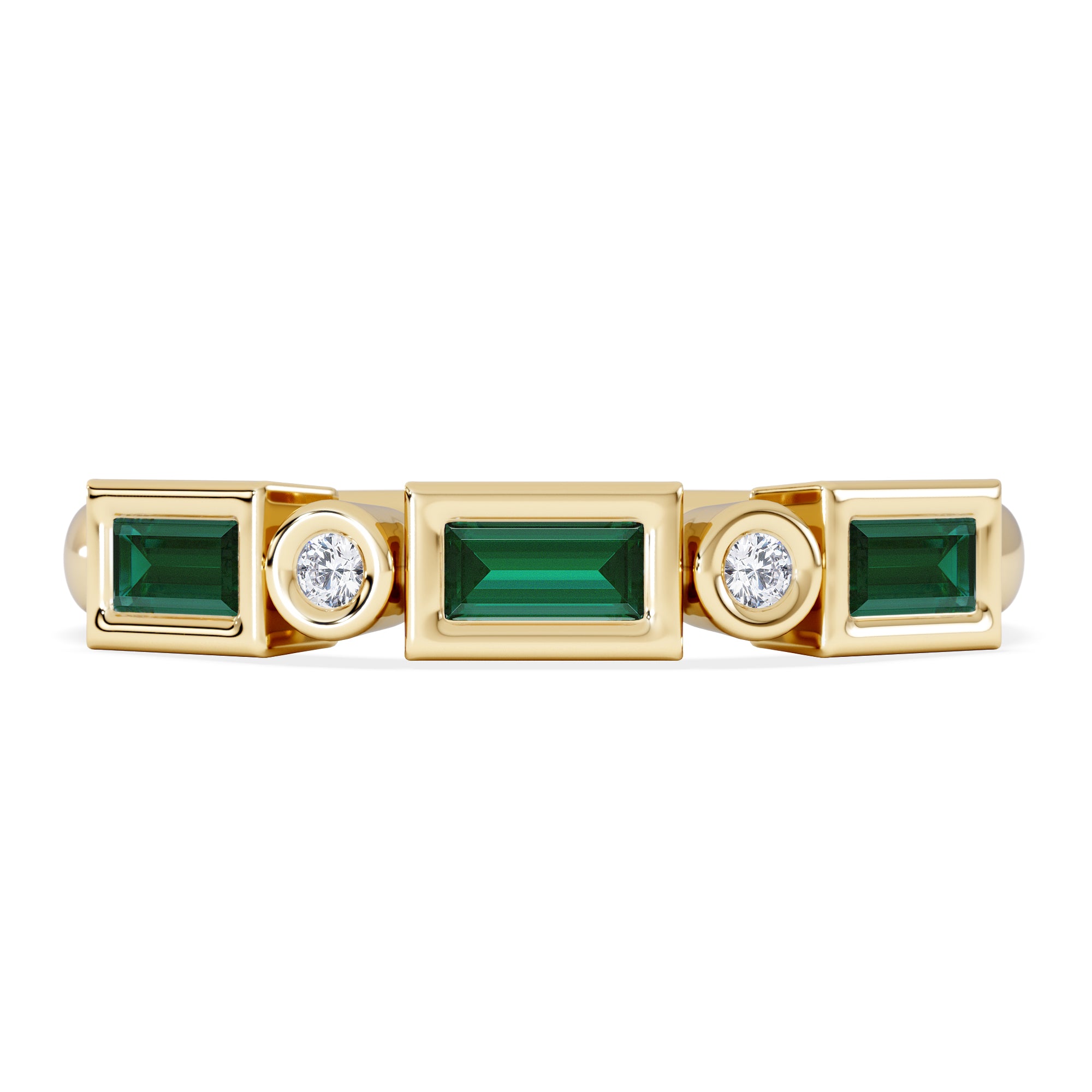 Forme 0.37ct Baguette Cut Lab Emerald 5 Stone Ring in 18K Gold Vermeil